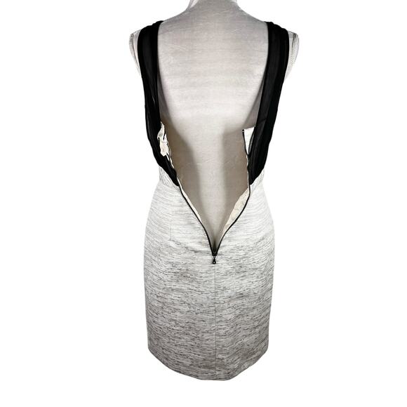 Max and Cleo Cocktail Dress Cream Black Sheer Overlay 8 Sleeveless - Picture 9 of 16